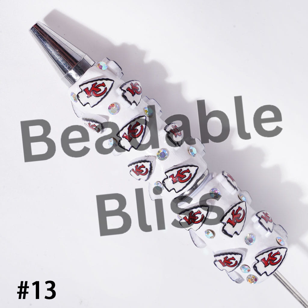 Beadable Clay Pens with American Football and NY Baseball Team, AB Rhinestones