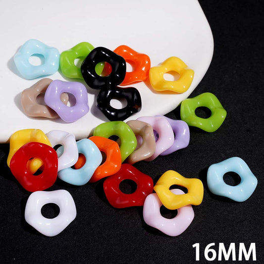 Glossy Wavy Scalloped Hollow Acrylic Spacer Beads, 16MM, Multi Colors Random Mix