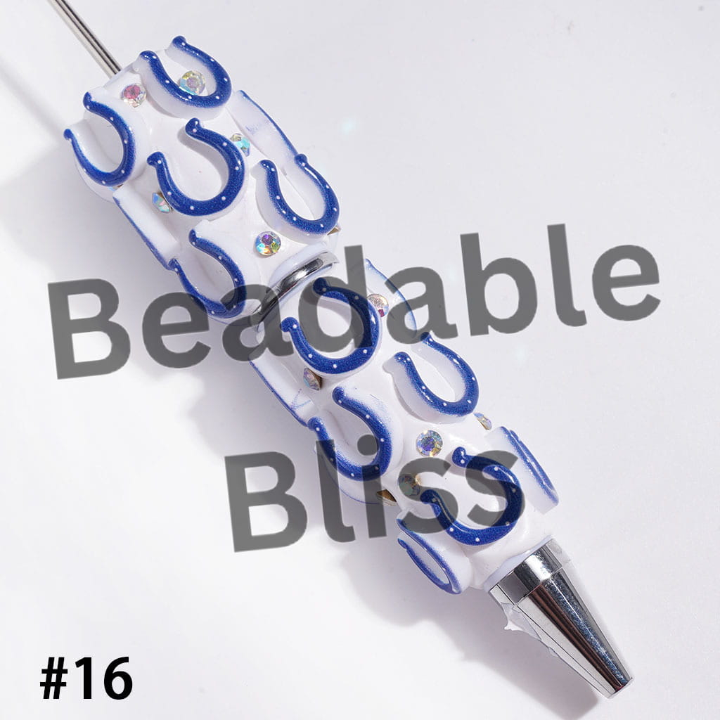Beadable Clay Pens with American Football and NY Baseball Team, AB Rhinestones
