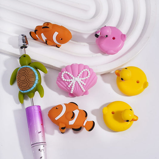 3D Cute Marine Creature and Animal Shaped Swim Ring Silicone Focal Beads