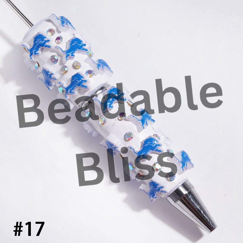 Beadable Clay Pens with American Football and NY Baseball Team, AB Rhinestones
