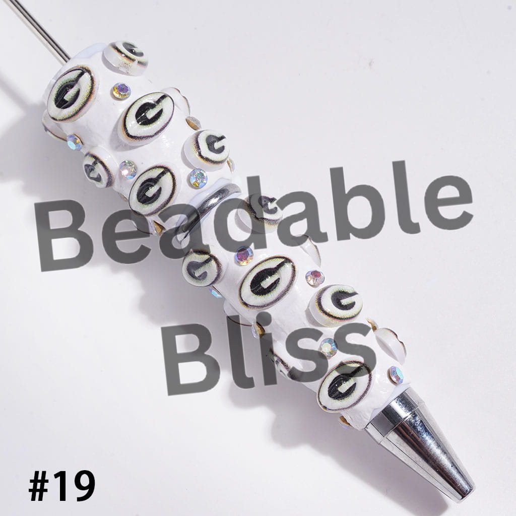 Beadable Clay Pens with American Football and NY Baseball Team, AB Rhinestones