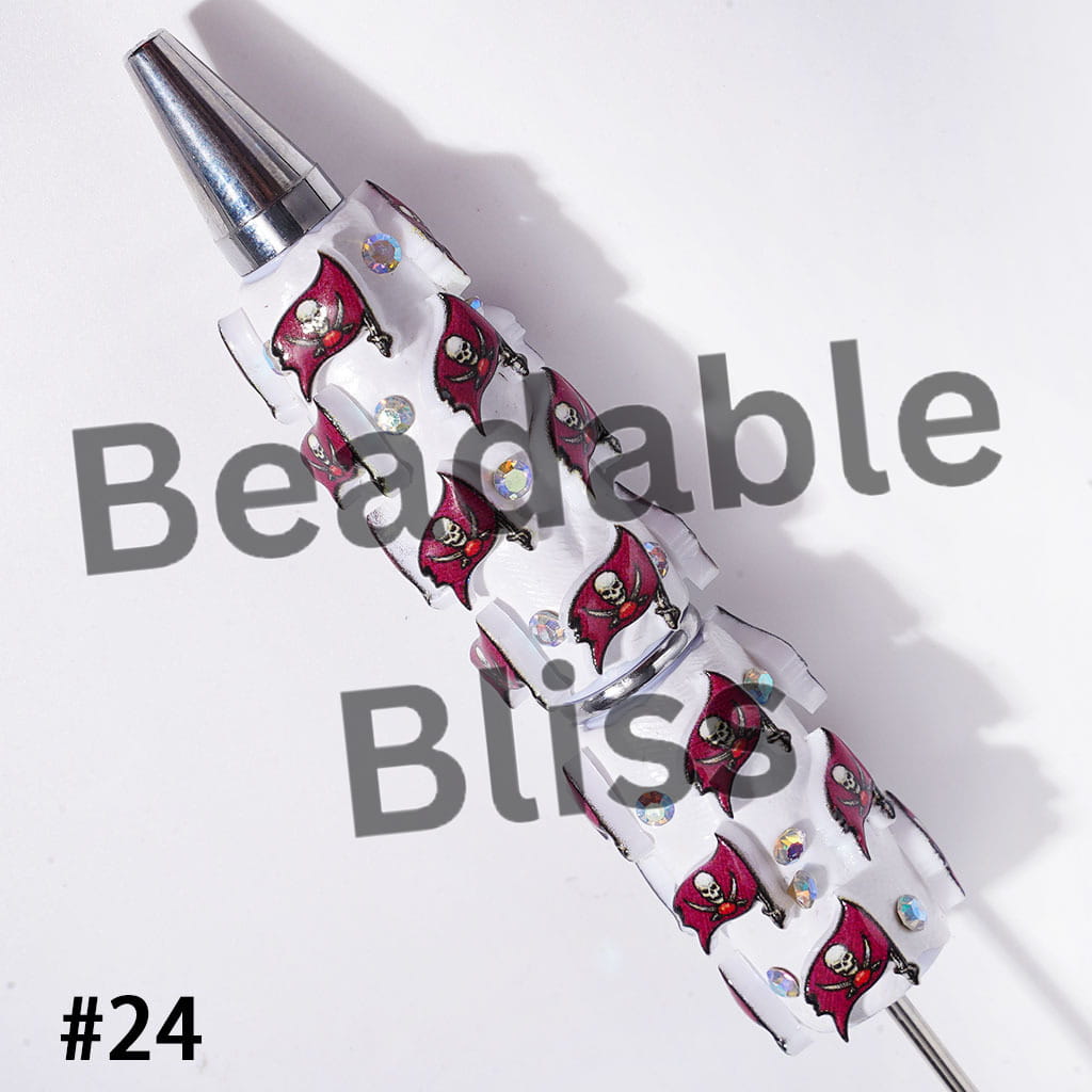 Beadable Clay Pens with American Football and NY Baseball Team, AB Rhinestones