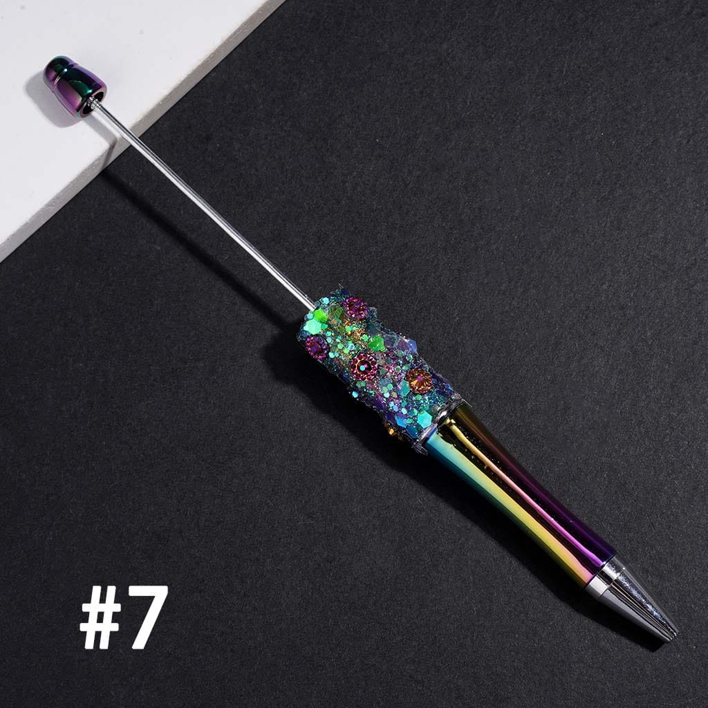 UV Coated Beadable Pens with Shiny Sequin and Cone Shaped Hat Decoration, Multi-Color