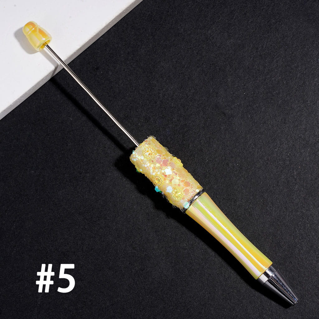 UV Coated Beadable Pens with Shiny Sequin and Cone Shaped Hat Decoration, Multi-Color