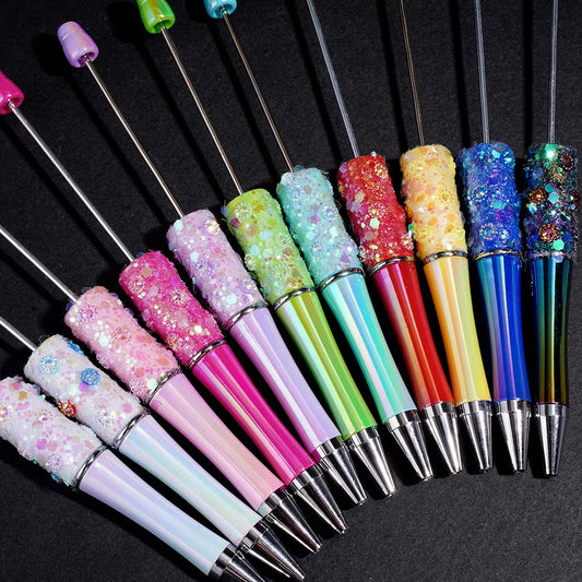 UV Coated Shiny Sequin and Cone-Shaped Hat Decoration, Beadable Pen, Assorted Colors, Random Mix