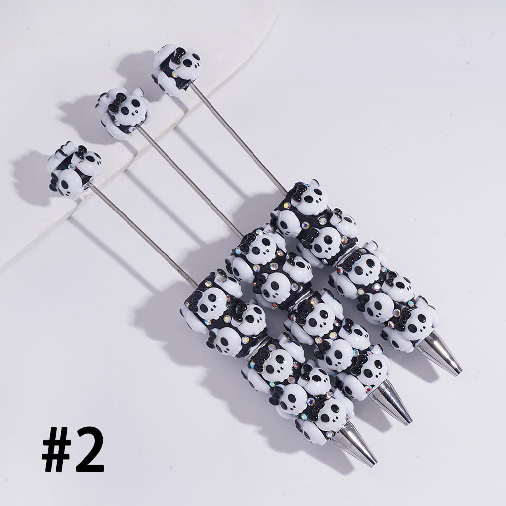 Halloween Series Beadable Clay Pens with Assorted Ornaments & AB Rhinestones