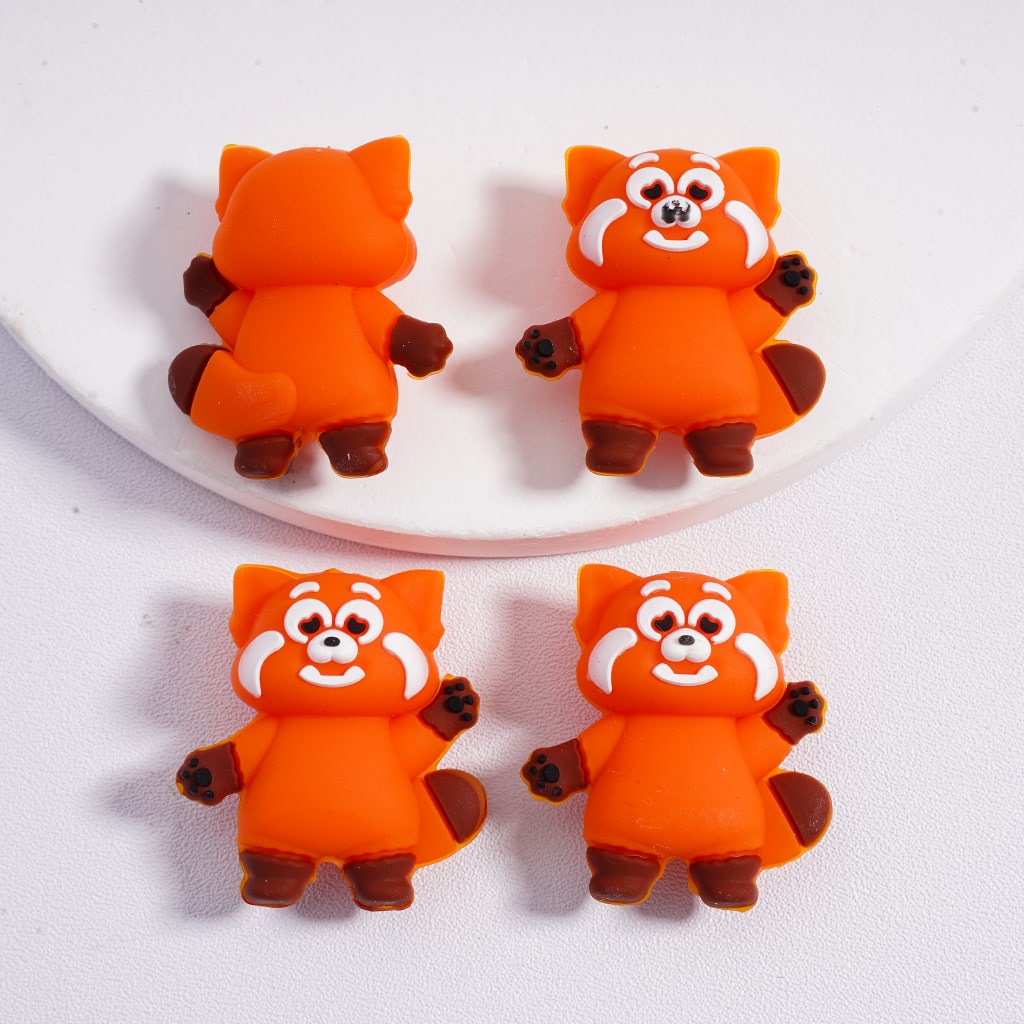 3D The Little Cute Orange Cartoon Raccoon Character Silicone Focal Beads