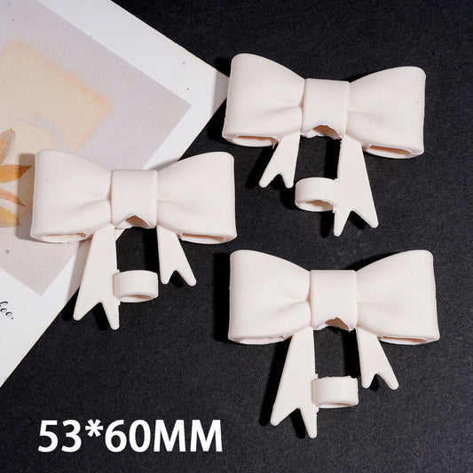 Milk Apricot White Bowknot Food-Grade Silicone Straw Topper for Cups & Tumblers, 53*60MM