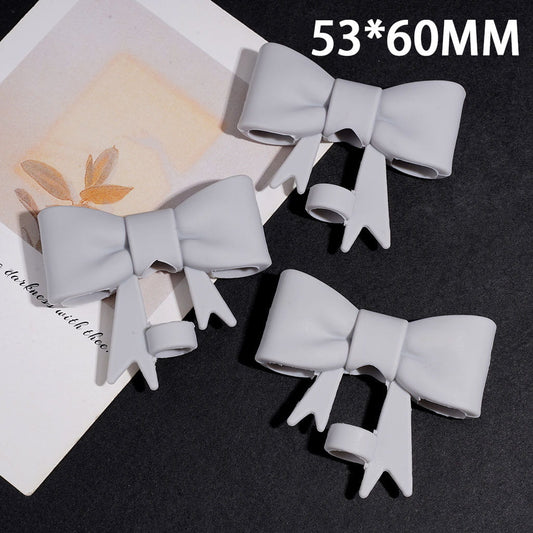 Light & Gray Gradient Bowknot Ribbon with Tails Food-Grade Silicone Straw Topper for Cups & Tumblers, 53*60MM