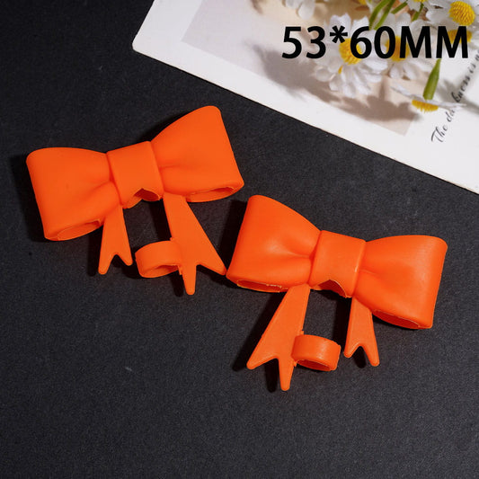 Orange Gradient Bowknot Ribbon with Tails Food-Grade Silicone Straw Topper for Cups & Tumblers, 53*60MM