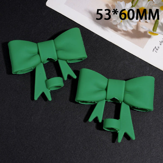 Dark Green Gradient Bowknot Ribbon with Tails Food-Grade Silicone Straw Topper for Cups & Tumblers, 53*60MM