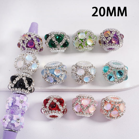 Multi Color Acrylic Beads with Rhinestones, Chains & Pearls 20mm, Random Mix