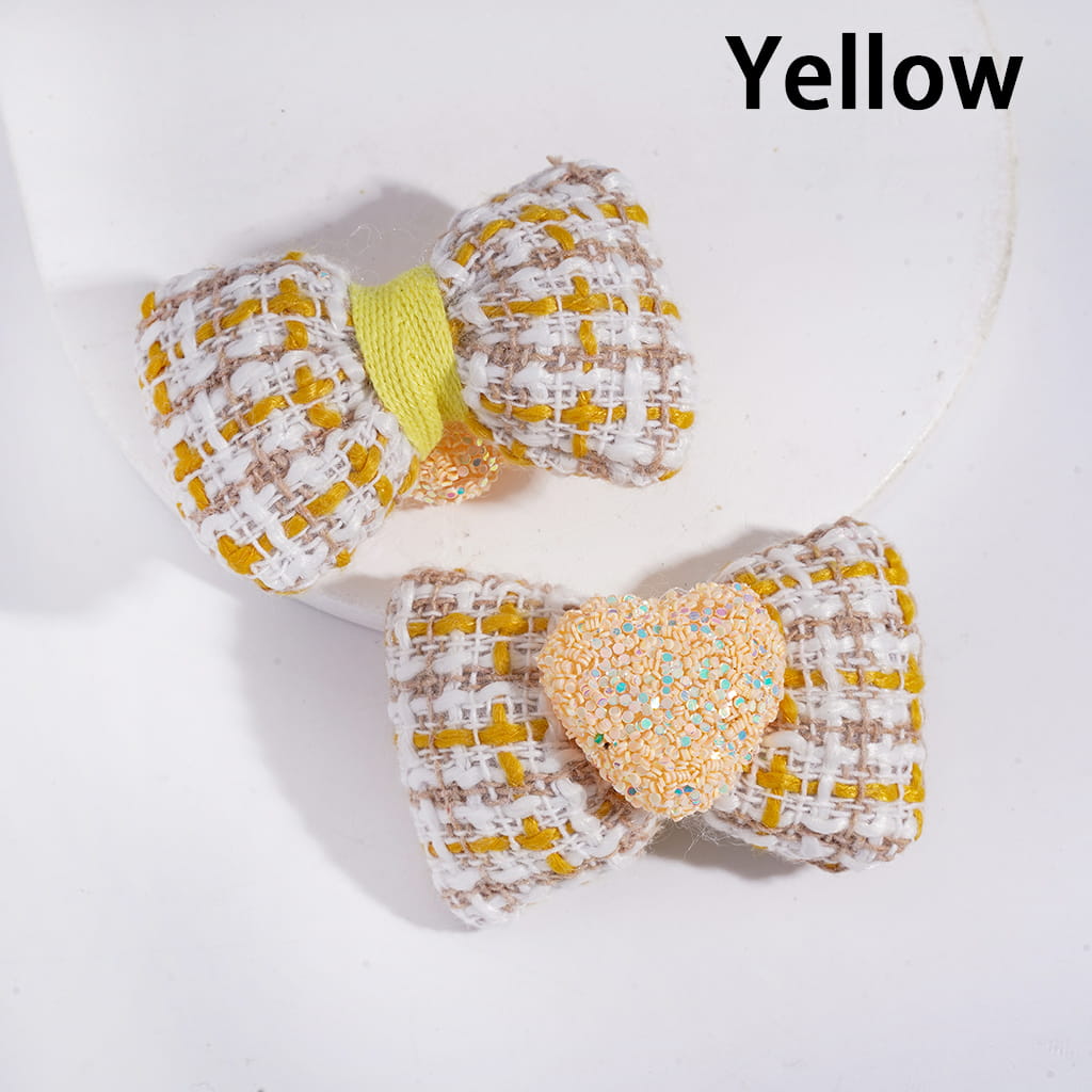 Shiny Heart with Fabric Bowtie Shape Sugar Beads 38*54MM Random Mix