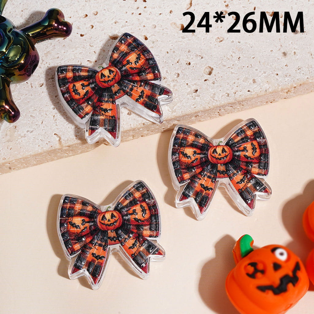 Acrylic Beads Halloween Theme, Semi-Clear, Various Cute and Horror Style
