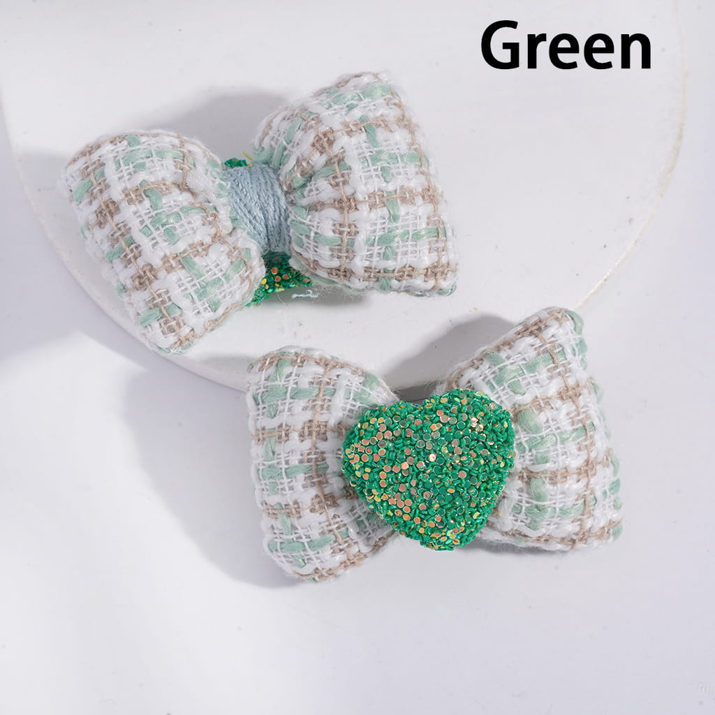 Shiny Heart with Fabric Bowtie Shape Sugar Beads 38*54MM Random Mix
