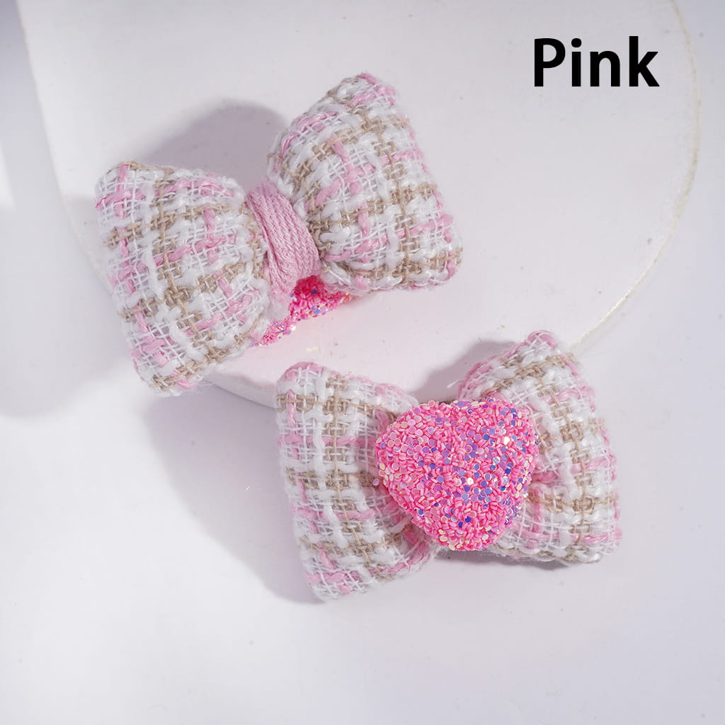 Shiny Heart with Fabric Bowtie Shape Sugar Beads 38*54MM Random Mix