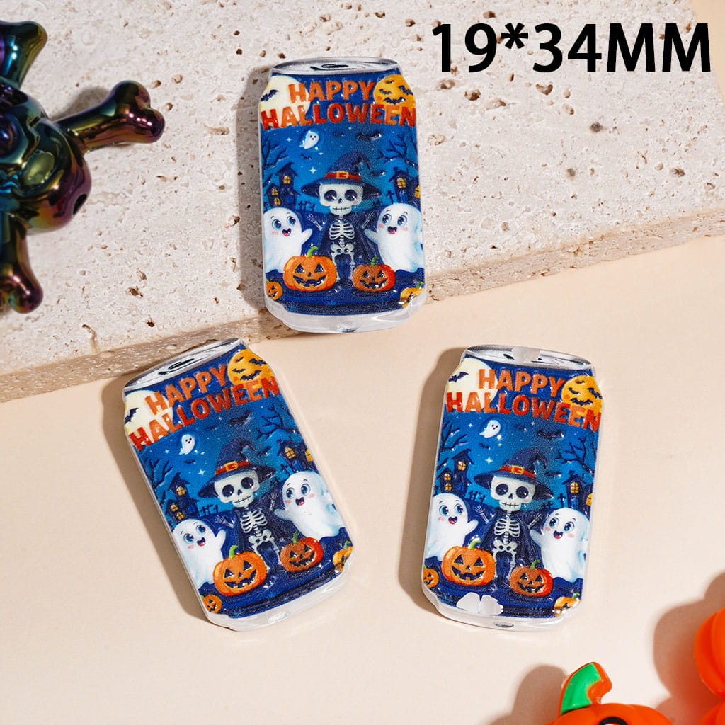 Acrylic Beads Halloween Theme, Semi-Clear, Various Cute and Horror Style