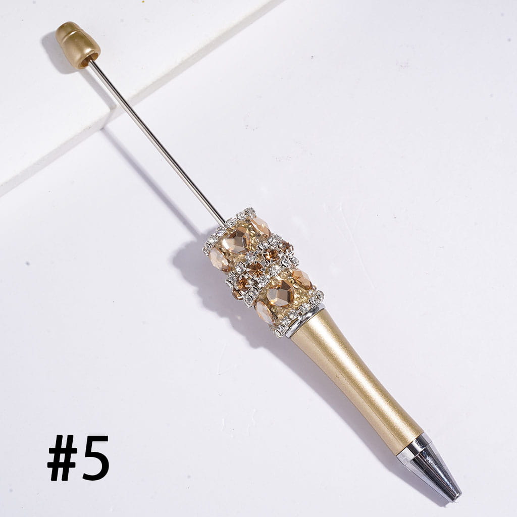 Hand-Made Sugar Beadable Pens with Mini Heart Charms and Clear Rhinestone Chains, Multi-Color