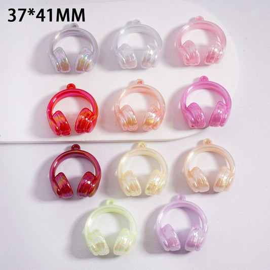 UV Coated Kawaii Solid Color Headphone Charm Pendant 37mm Random Mix