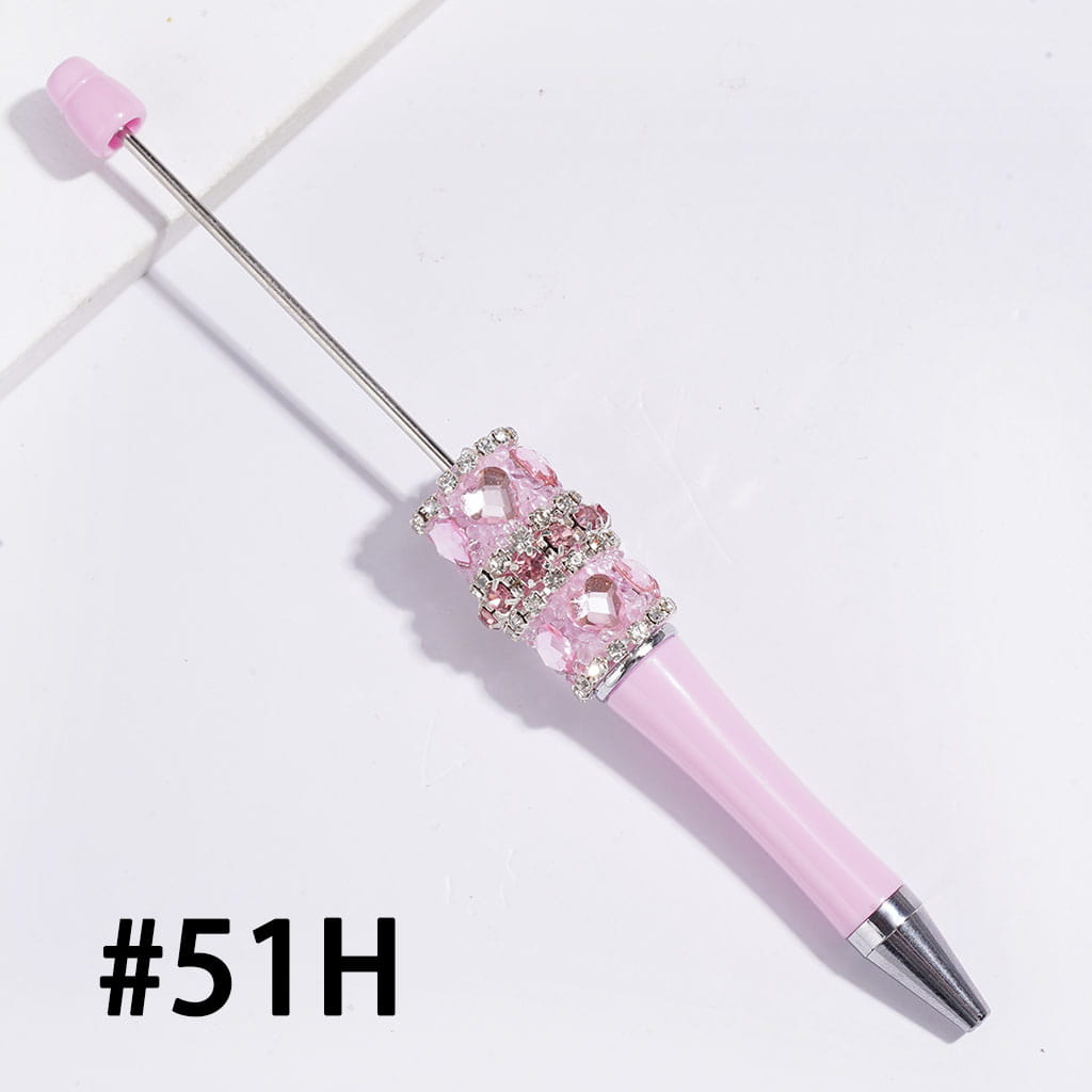 Hand-Made Sugar Beadable Pens with Mini Heart Charms and Clear Rhinestone Chains, Multi-Color