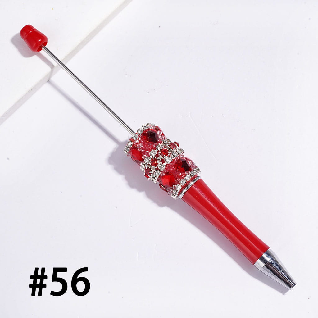 Hand-Made Sugar Beadable Pens with Mini Heart Charms and Clear Rhinestone Chains, Multi-Color