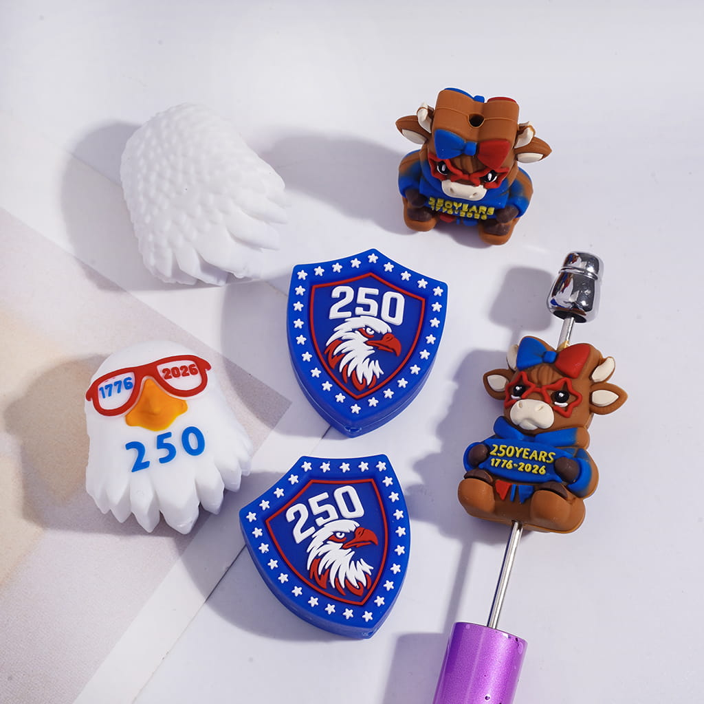 3D USA Patriotic America 250 Anniversary Celebration Series Silicone Focal Beads