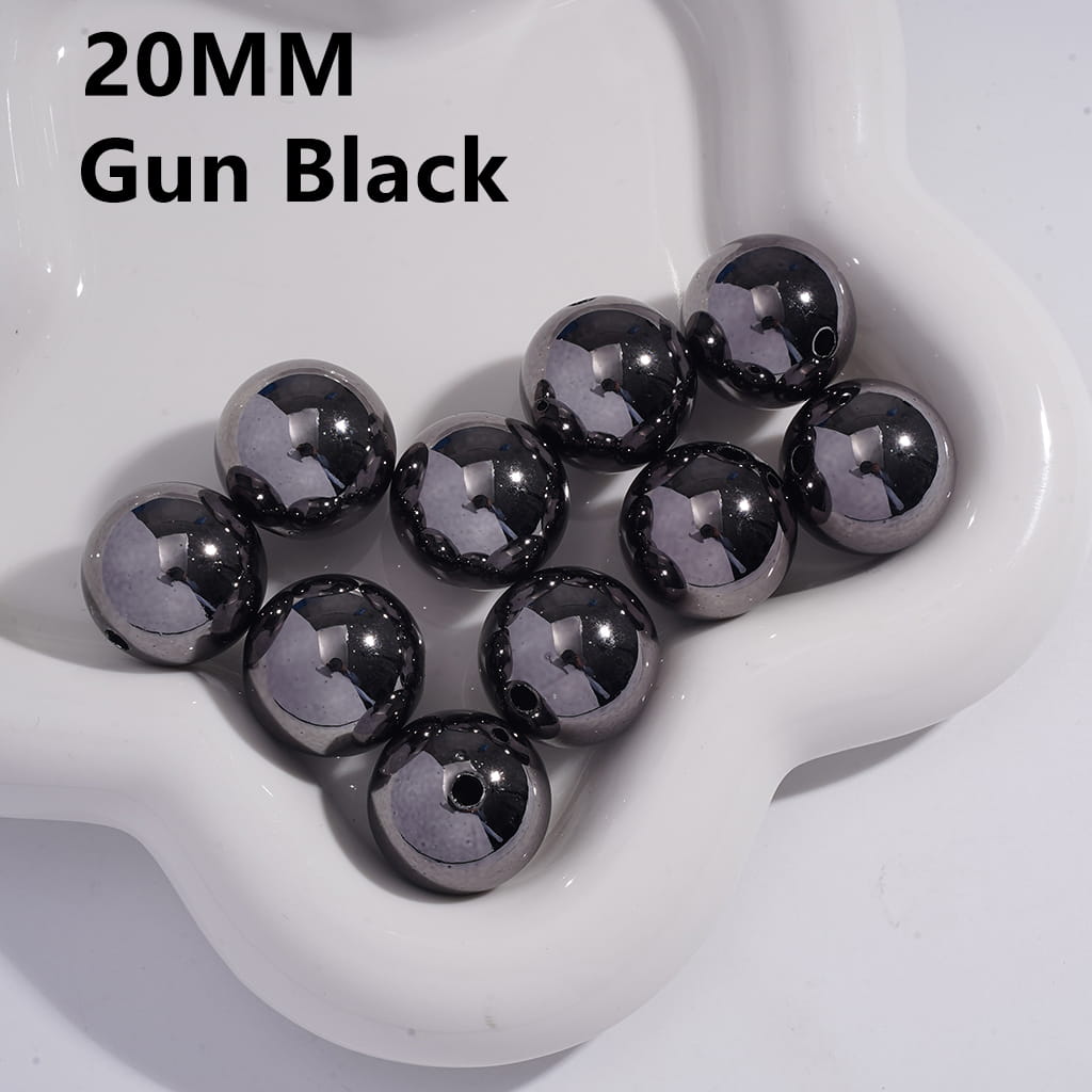Cute Glossy Metallic Finish Acrylic Beads Large 20mm, XBL
