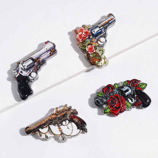 Assorted Colorful Pistol Design Series Acrylic Beads, Random Mix