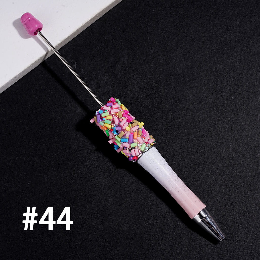 Hand-Made Beadable Pens with Mini Shiny Sequin and Faux Sprinkles, Multi-Color