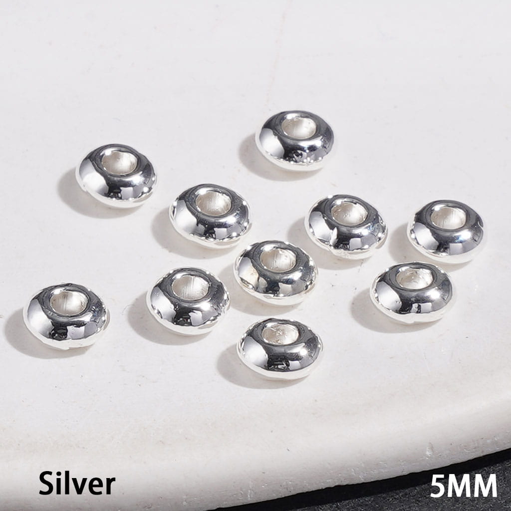 Metal Spacer Beads Flat Round Shape, 5MM Silver and Gold