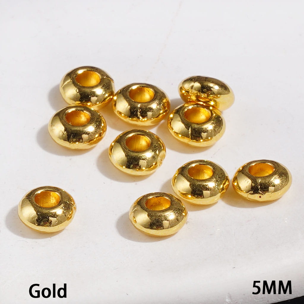 Metal Spacer Beads Flat Round Shape, 5MM Silver and Gold