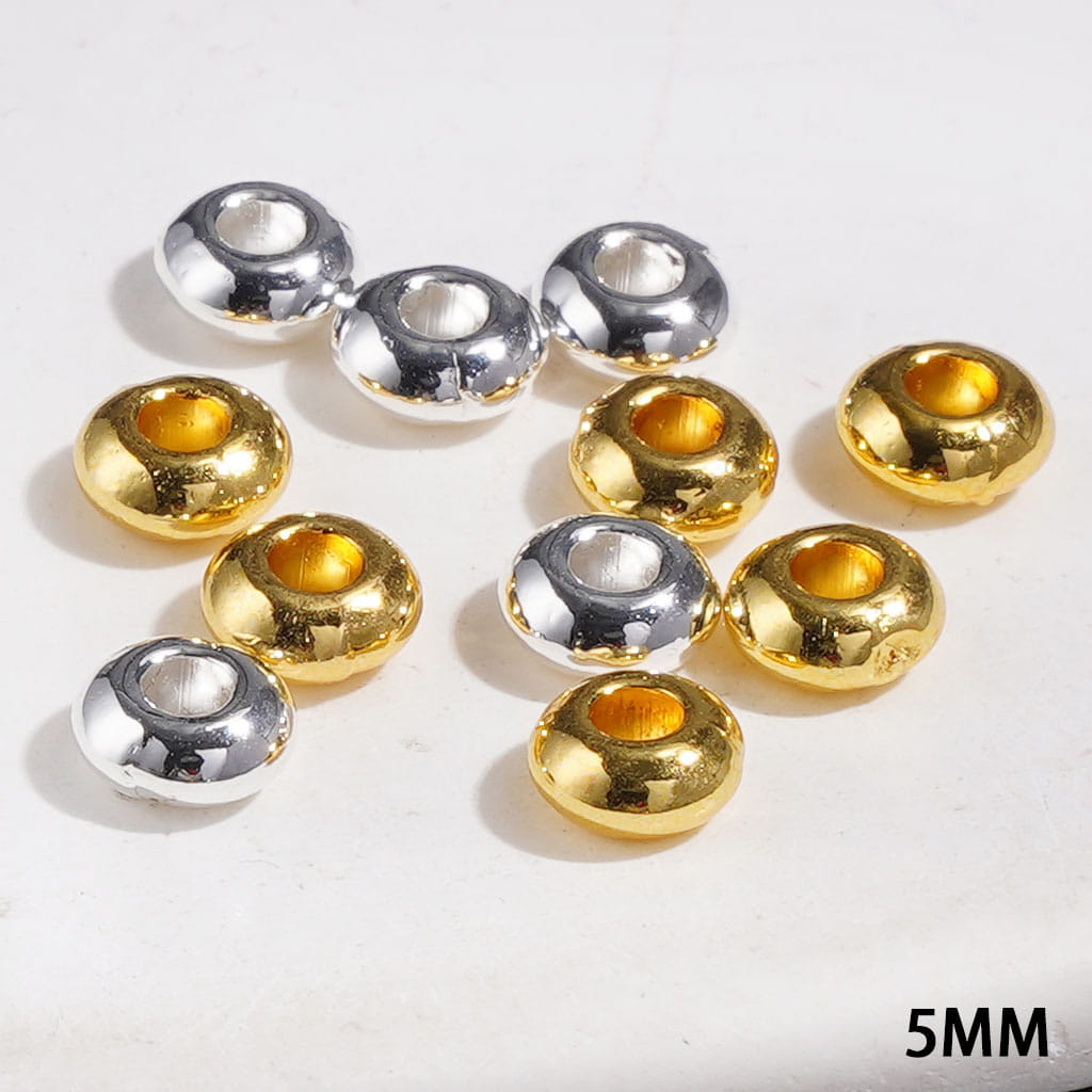 Metal Spacer Beads Flat Round Shape, 5MM Silver and Gold