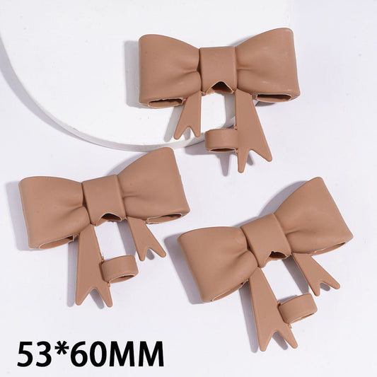 Light Brown Gradient Bowknot Ribbon with Tails Food-Grade Silicone Straw Topper for Cups & Tumblers, 53*60MM