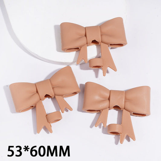 Caramel Color Gradient Bowknot Ribbon with Tails Food-Grade Silicone Straw Topper for Cups & Tumblers, 53*60MM