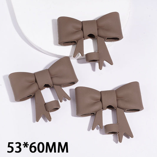 Coffee Color Gradient Bowknot Ribbon with Tails Food-Grade Silicone Straw Topper for Cups & Tumblers, 53*60MM