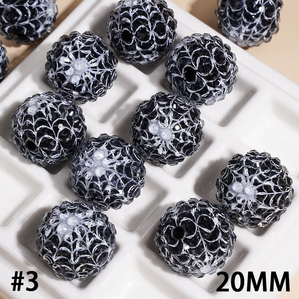 Halloween Clear Rhinestones Spider Web Acrylic Beads, Multi-Color 20MM