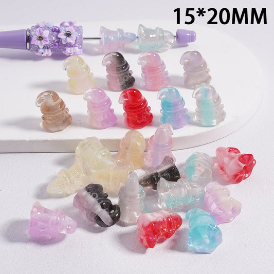 Glittery Wizard Ghost Halloween Acrylic Beads 15*20MM, Random Mix