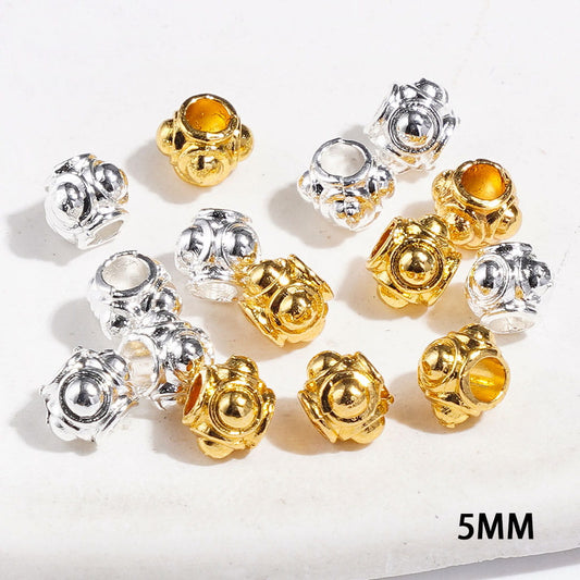 Gold and Silver Finishes Mini Lantern-Shaped Metal Beads Jewelry Accessories, 5MM
