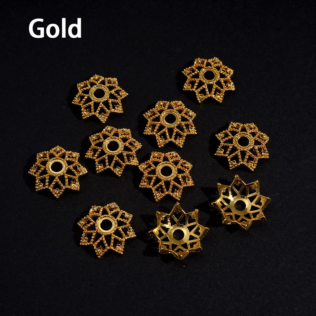Octagonal Lotus Flower Gold & Silver & Black Alloy Bead Caps Cages (They Fit 16MM Beads)