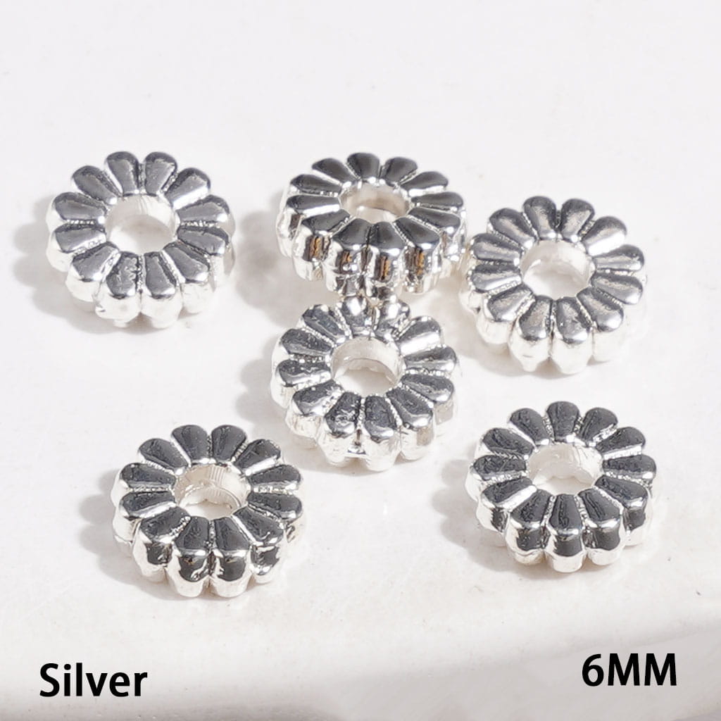Alloy Bail Loop Beads Sun Flower Shaped Design, Jewelry Accessories 6MM Silver and Gold