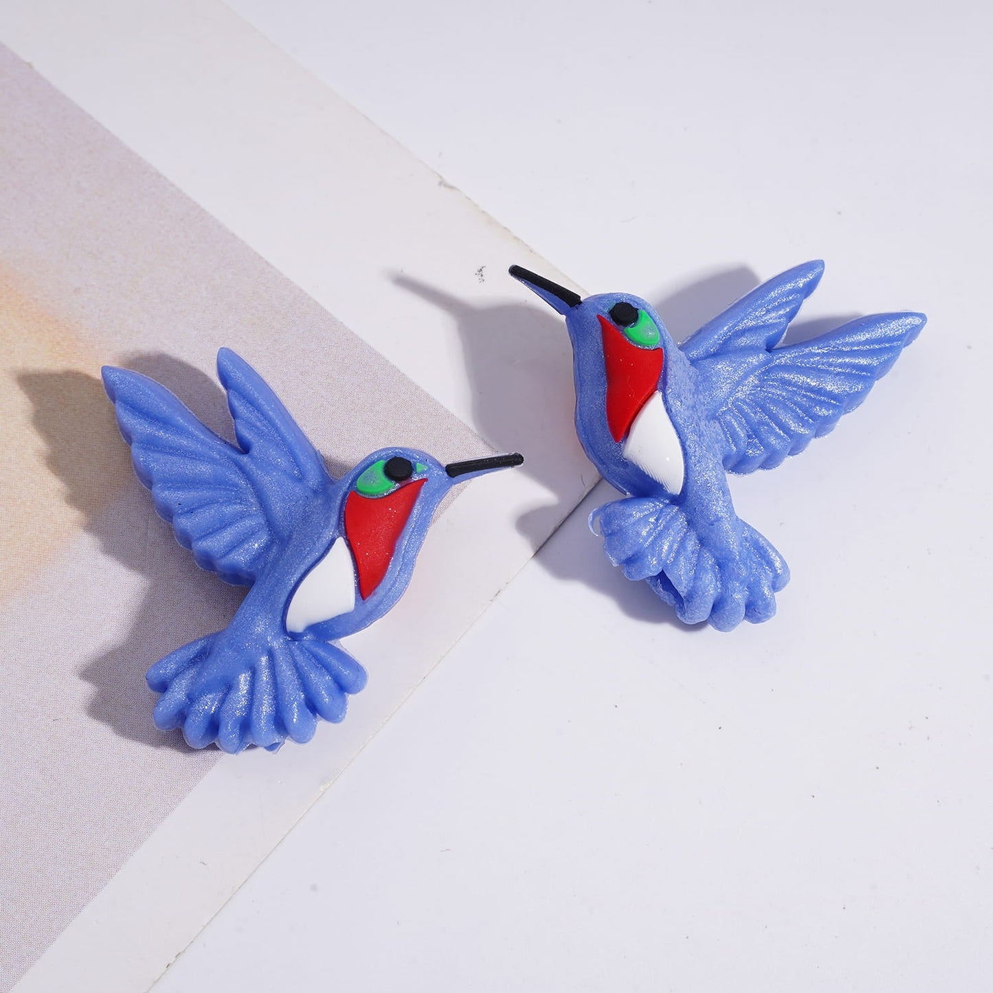 3D Colorful Hummingbird in Open Wings Design Silicone Focal Beads