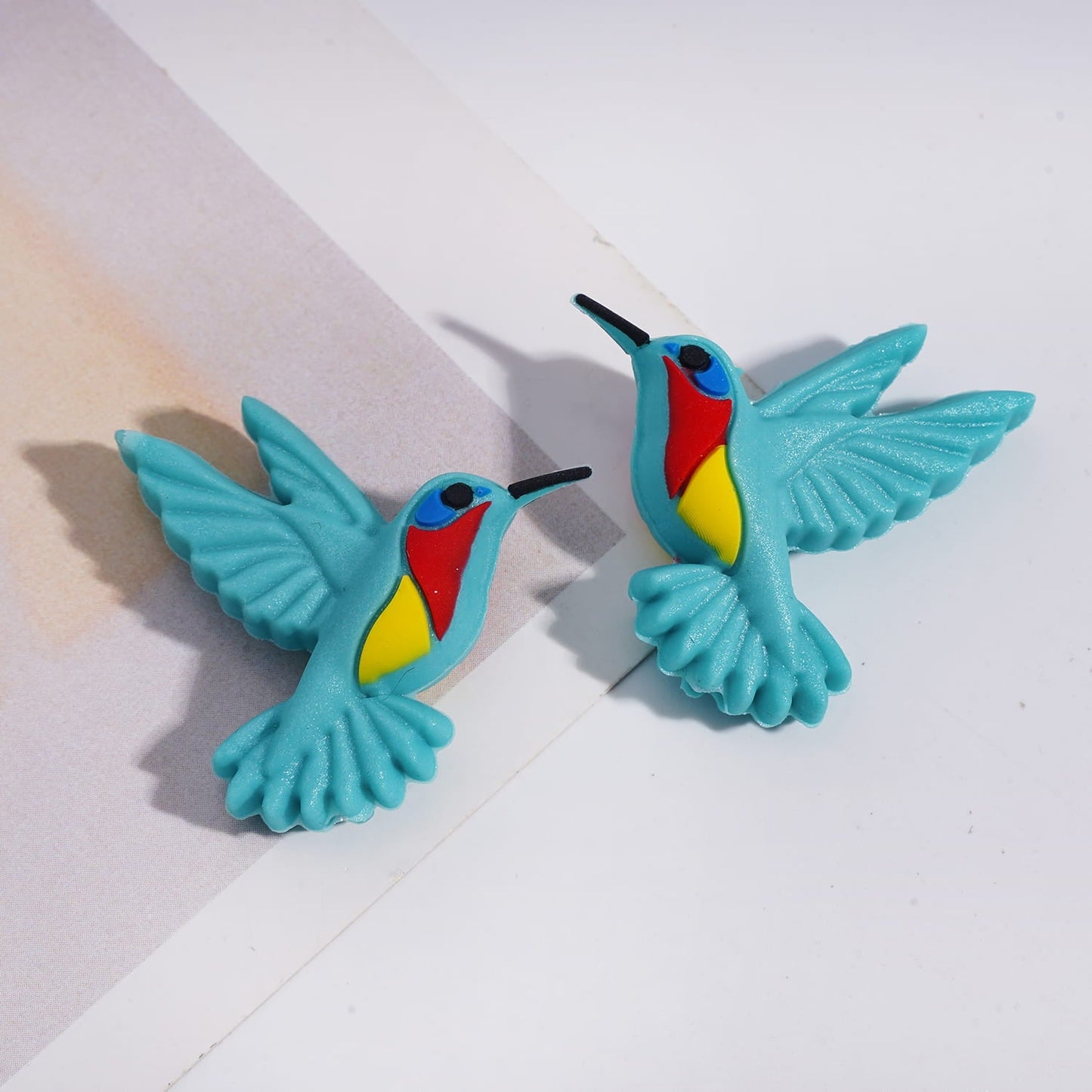 3D Colorful Hummingbird in Open Wings Design Silicone Focal Beads