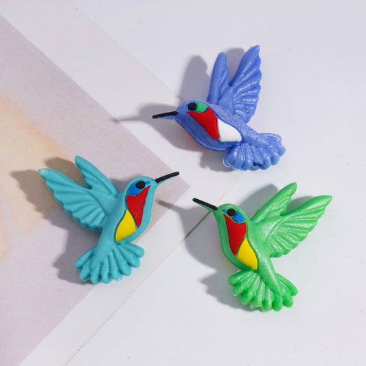 3D Colorful Hummingbird in Open Wings Design Silicone Focal Beads