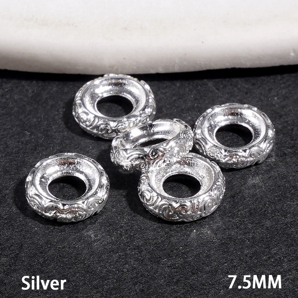 Metal Beads with Clound Shaped Texture, Jewelry Accessories 7.5MM Silver and Gold