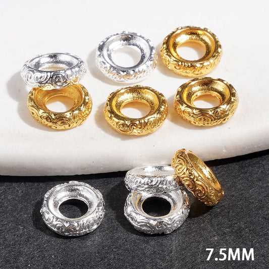 Elegant Floral Scroll Spiral Shaped Texture Metal Beads, Jewelry Accessories 7.5MM Silver and Gold