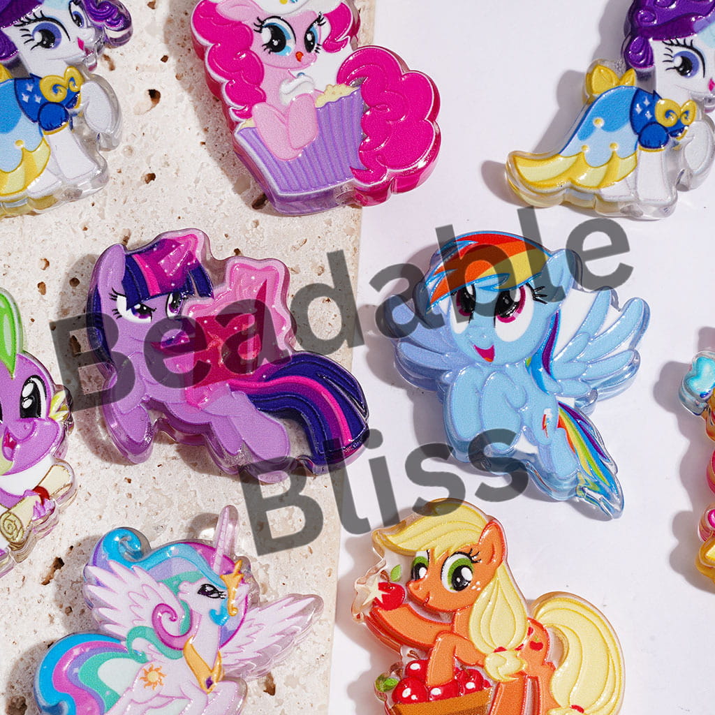 Acrylic Beads Unicorn Little Horse Theme, Random Mix