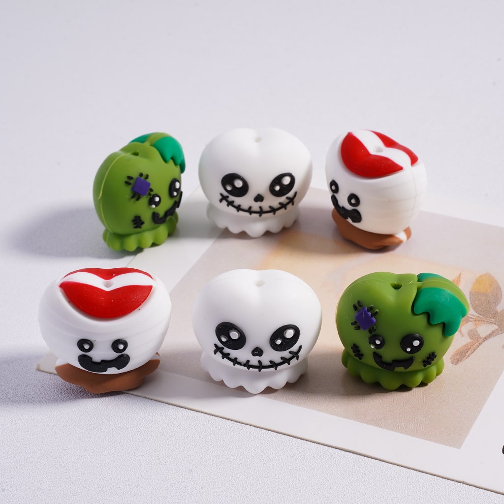 3D Cute Face Halloween Mini Monster Silicone Focal Beads