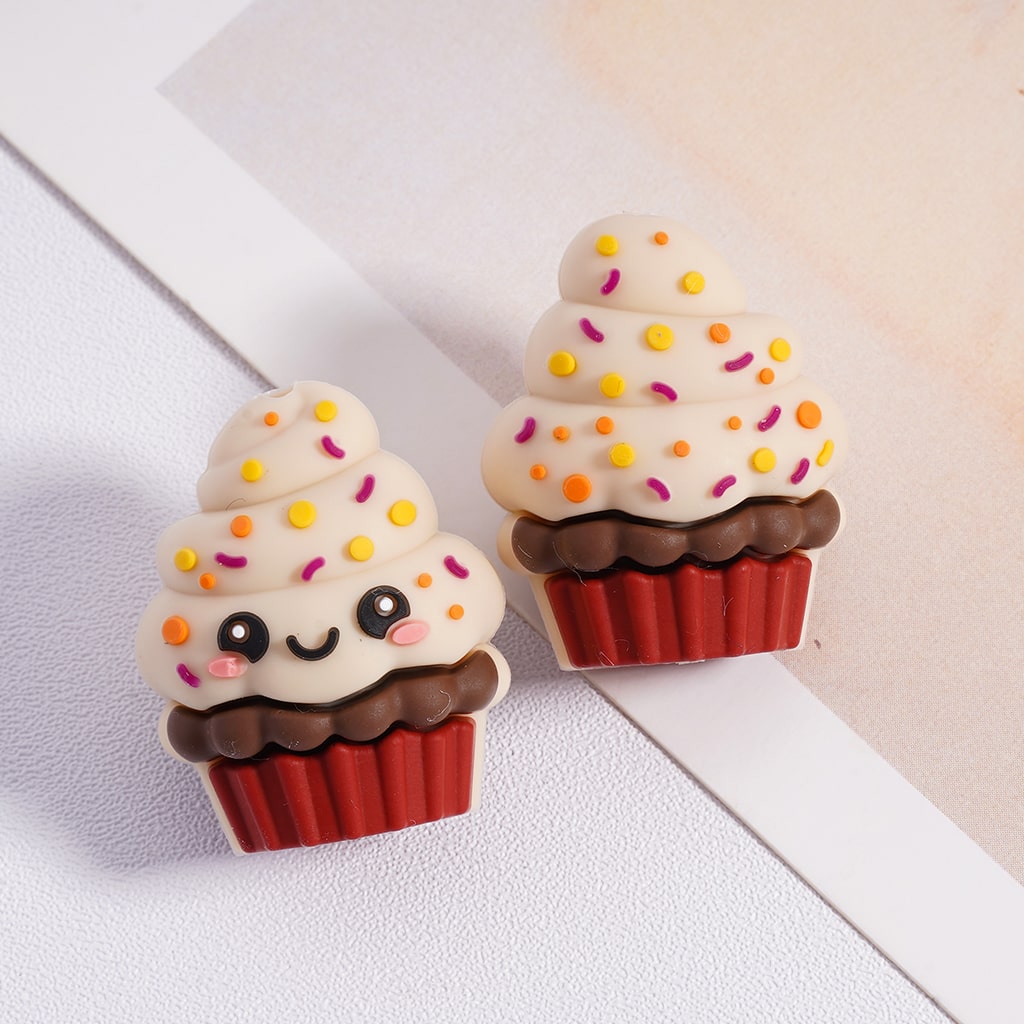 3D Mini Layered Ice Cream Cake Cup Silicone Focal Bead