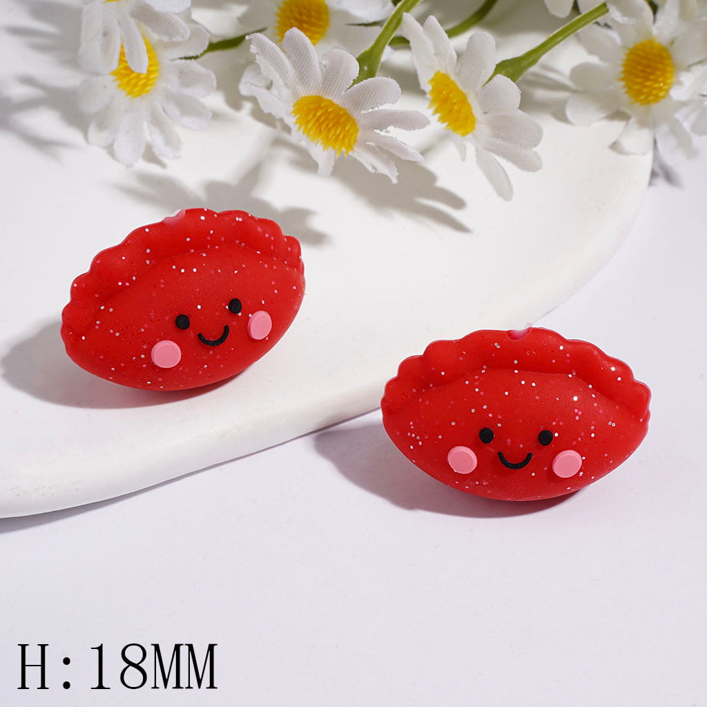 3D Dumpling with Silver Glitter Silicone Focal Beads, Height 18MM  Multi-Color
